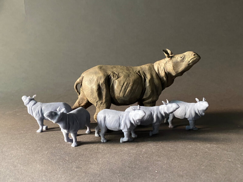 Hornless Rhinoceros (Aceratherium incisivum), 1:35 scale 3D-printed resin figure by J. Miguel Aparicio, supplied unpainted