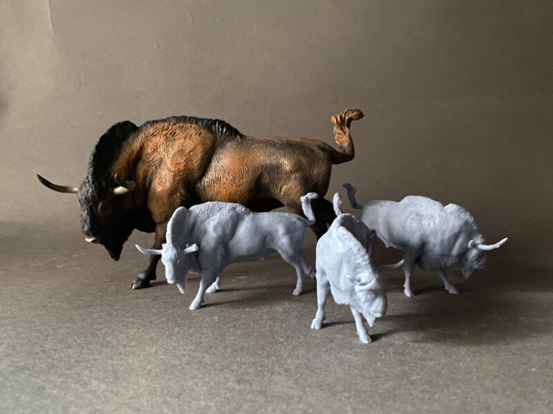 Steppe Bison (Bison priscus), 1:35 scale 3D-printed resin figure by J. Miguel Aparicio, supplied unpainted