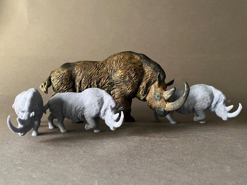 Woolly Rhinoceros (Coelodonta antiquitatis), 1:35 scale 3D-printed resin figure by J. Miguel Aparicio, supplied unpainted