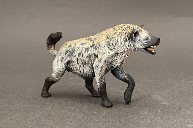 Cave Hyena (Crocuta crocuta spelaea), 1:20 scale hand-painted resin replica by J. Miguel Aparicio