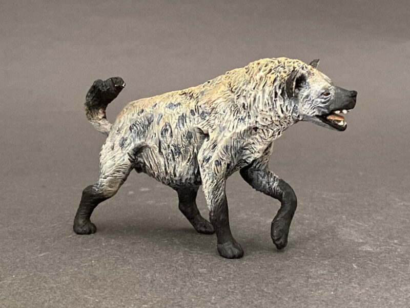 Cave Hyena (Crocuta crocuta spelaea), 1:20 scale hand-painted resin replica by J. Miguel Aparicio