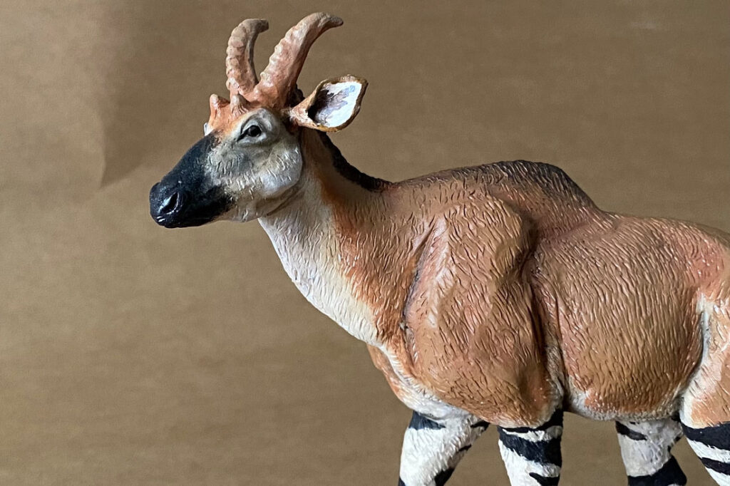 Four-horned Giraffid (Decennatherium rex), 1:20 scale hand-painted resin replica by J. Miguel Aparicio