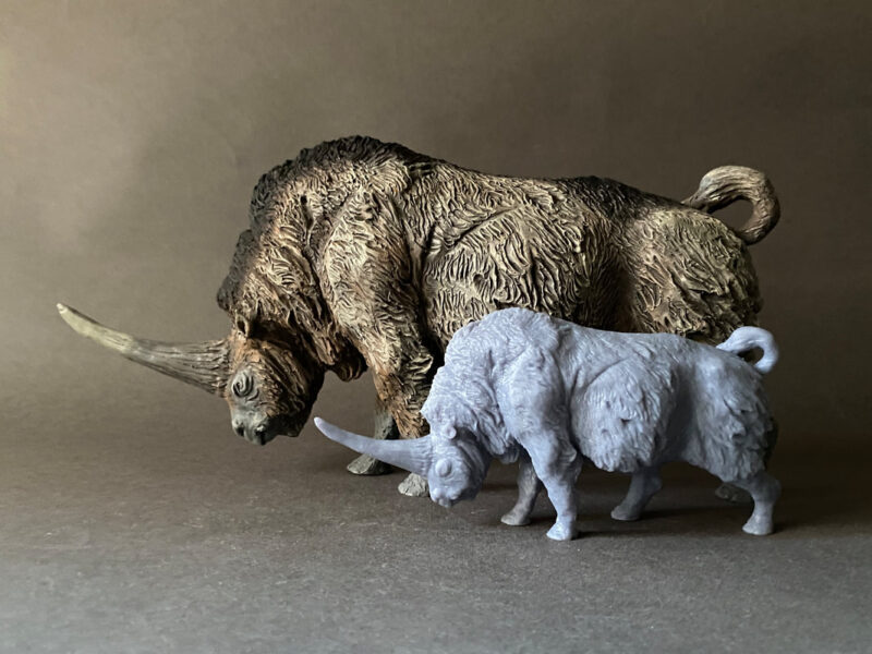 Giant Unicorn Rhinoceros (Elasmotherium sibiricum), 1:35 scale 3D-printed resin figure by J. Miguel Aparicio, supplied unpainted