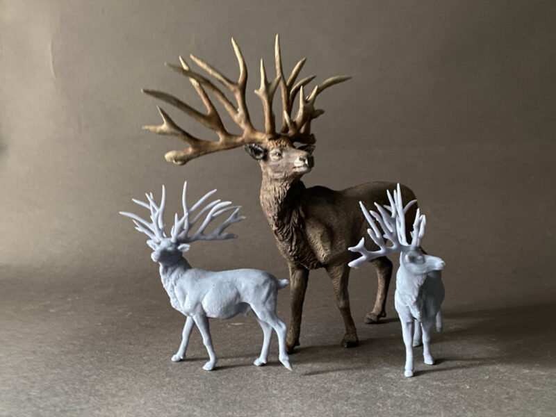 Bush-antlered Deer (Eucladoceros dicranios), 1:35 scale 3D-printed resin figure by J. Miguel Aparicio, supplied unpainted