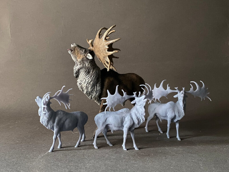 Irish Elk (Megaloceros giganteus), 1:35 scale 3D-printed resin figure by J. Miguel Aparicio, supplied unpainted