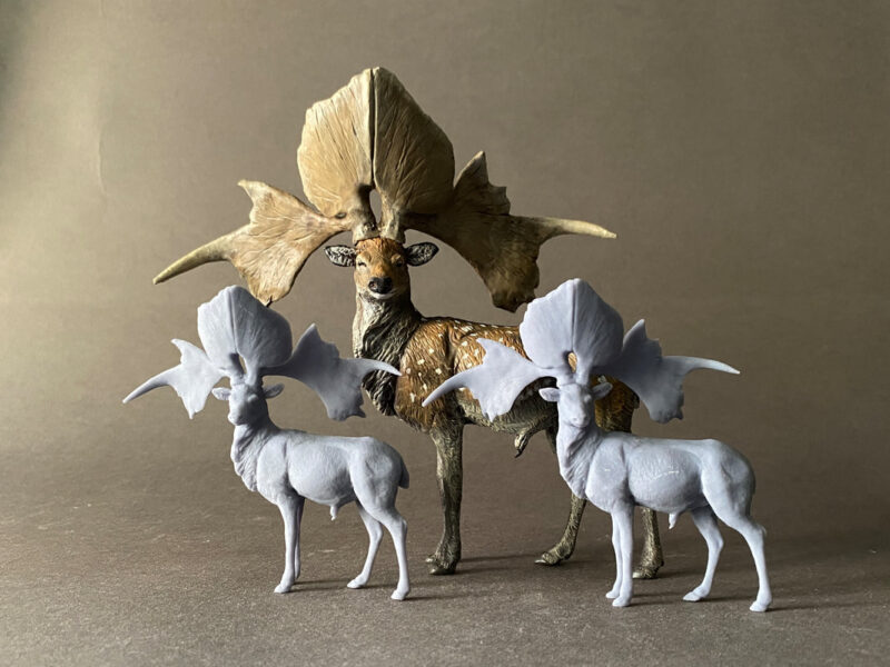 Chinese Giant Deer (Sinomegaceros pachyosteus), 1:35 scale 3D-printed resin figure by J. Miguel Aparicio, supplied unpainted