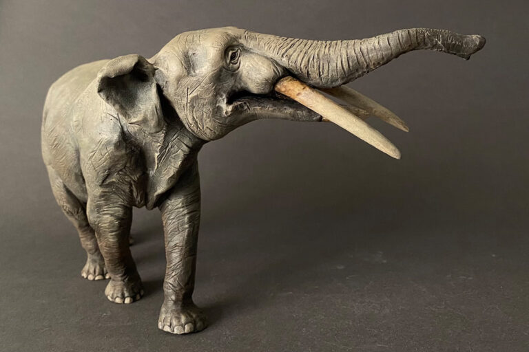 Four-tusked Elephant (Tetralophodon longirostris), 1:20 scale hand-painted resin replica by J. Miguel Aparicio