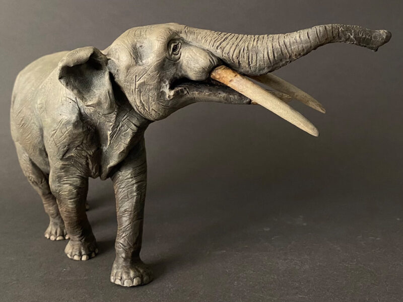 Four-tusked Elephant (Tetralophodon longirostris), 1:20 scale hand-painted resin replica by J. Miguel Aparicio